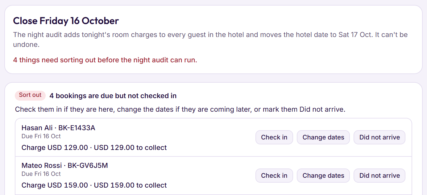 BedKeys night audit: what must be sorted out before the day can close